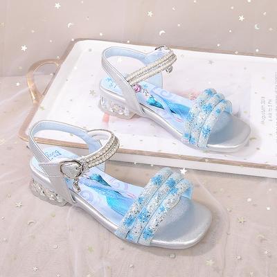 Summer New Style Sandals for School Girls Aisha Crystal Shoes High Heels Fashion Children's Princess Shoes