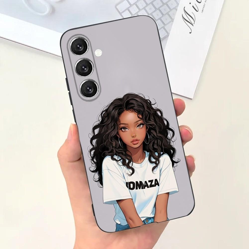 Black Girl Afro  Phone Case For Samsung S25,S24,S21,S22,S23,S30,Ultra,S20,Plus,Fe,Lite,Note,10,9,5G Black Cover
