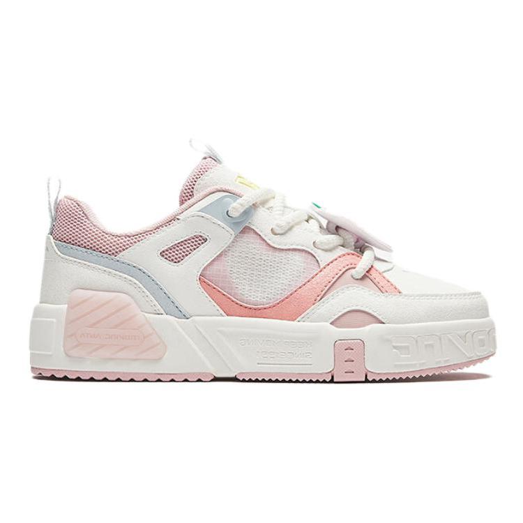 Anta Kids Fabric Comfortable Personalized Non-Slip Wear-Resistant Low-Top Skate Shoes Kids Sneaker White Pink 322438010-1