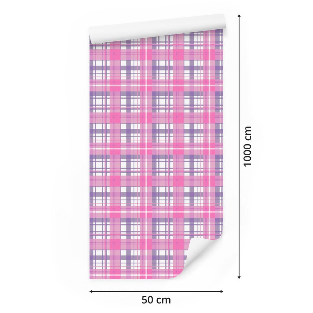 Pink Checkered Wallpaper Powder Pink and Purple for Living Room and Bedroom 50x1000