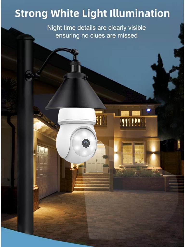 ICSEE Wireless HD Floodlight Camera with E27 Lamp Holder and Mobile Remote Monitoring
