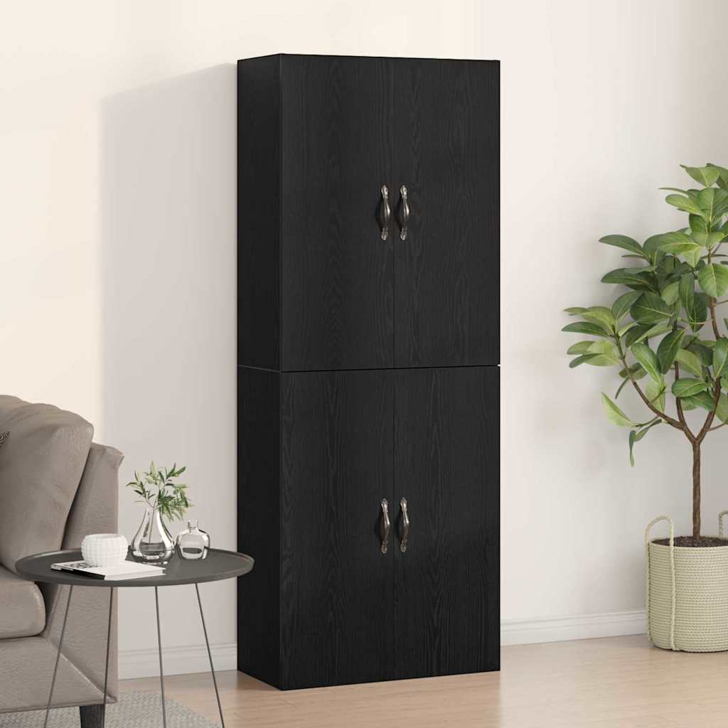 Wall Cabinet 2 Pcs Black Oak Effect 69.5 X 34 X 90 Cm