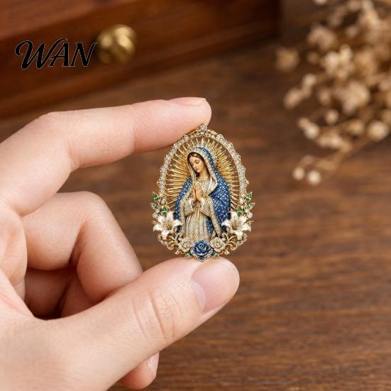 Religious Safety Pin Buckle Sacred Heart of Jesus Brooch, Christian Confirmation with Enamel Finish, Jewelry Gift for Women Men Devotional Keepsake