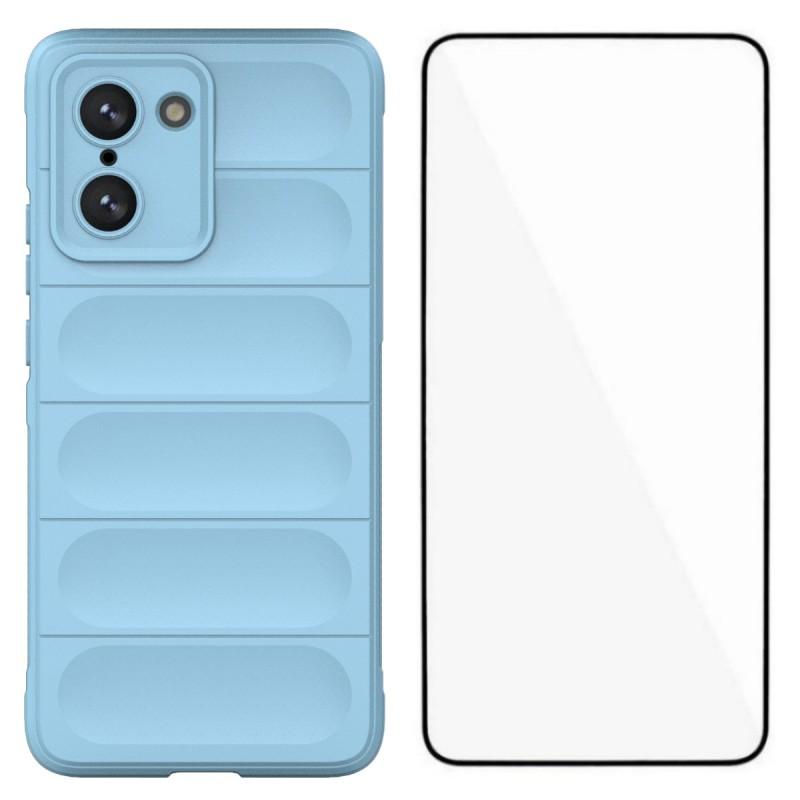 

Для OnePlus Nord CE5 5G/OnePlus Ace 5 Racing 5G Чехол из ТПУ WANLONFENG Серия HD Противоскользящий Чехол для Телефона с Закаленным Стеклом Baby Blue