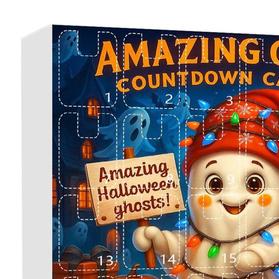 2025 Halloweenský Duch Adventní Kalendář 2D Akrylová Kreslená Sada Ozdob Duchů 24 Dní Roztomilá Duch Počítadlo Dekorace pro Domácí Oslavy