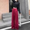 Red Sweatpants Women's Spring and Autumn New High-waisted Straight Sweatpants Small Casual Mopping Wide-leg Pants