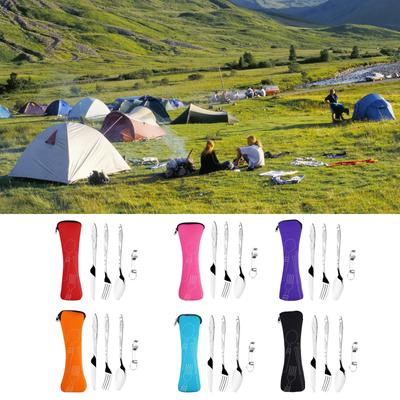 Set di posate con borsa portatile in acciaio inox, set di utensili da campeggio per viaggi all'aperto, picnic, ufficio, scuola, pranzo