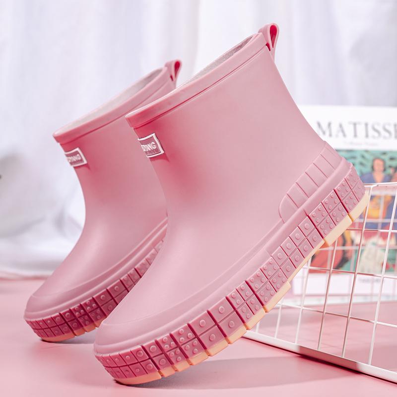 

Rain shoes women s short tube fashion adult rain boots women s water shoes warm non-slip water boots women s fleece outer wear anti-galoshes 41