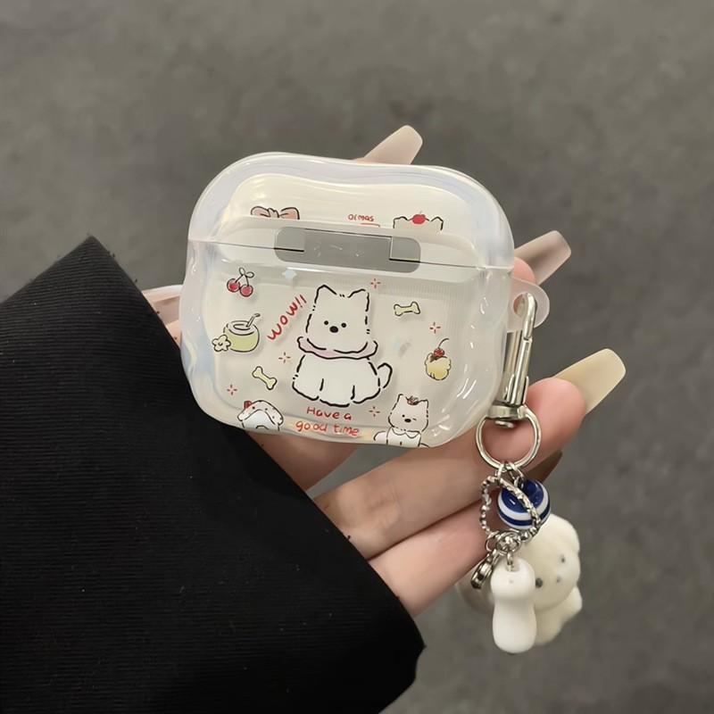 Ins Style Cartoon Cute Western Highland Dog Suitable Airpodspro3 Headphone Cover Protective Case 4/pro2 Soft New