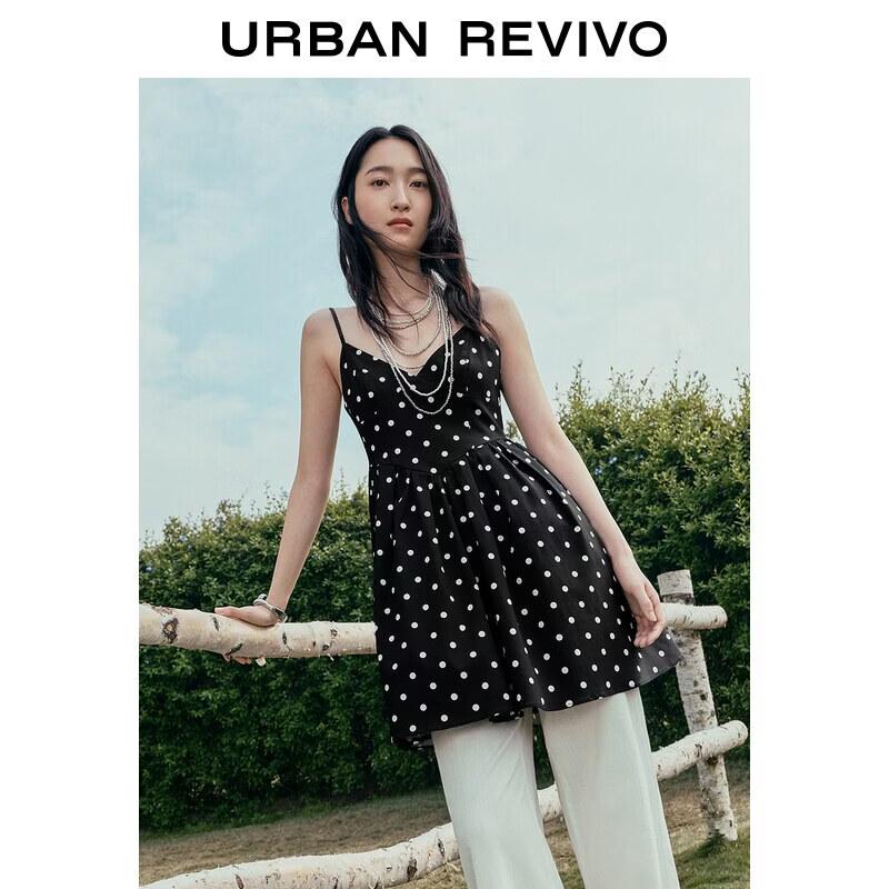 UR2026 Women's Polka Dot V-neck Tiered Midi Dress