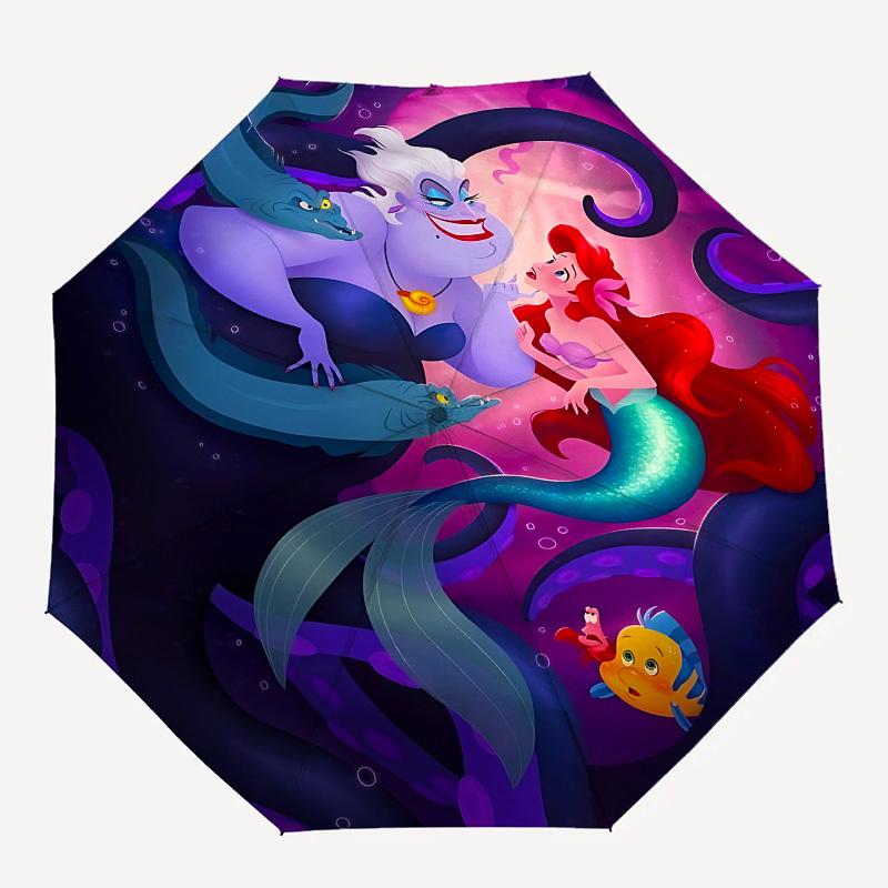 Mermaid Themed Automatic Opening and Closing Umbrella, Brightly Colored 8-rib Portable Umbrella, Suitable for Men and Women, A Perfect Gift for Christ