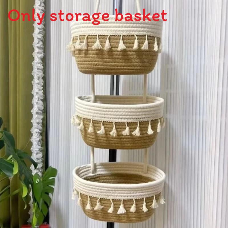 Wall Mounted Storage Basket With Cotton Weave For Dorm Room Organization And Household Use