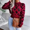 Pulover de damă de toamnă și iarnă ocazional cu tricot cu talie leopard