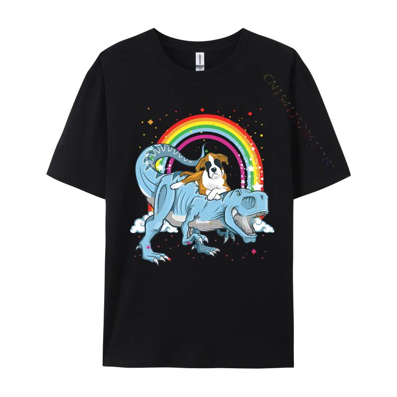 Boxer reitet Dinosaurier T Rex Hundeliebhaber T-Shirt Lustige Herren T-Shirts Baumwoll-T-Shirts Fitness Lustige T-Shirts Herren