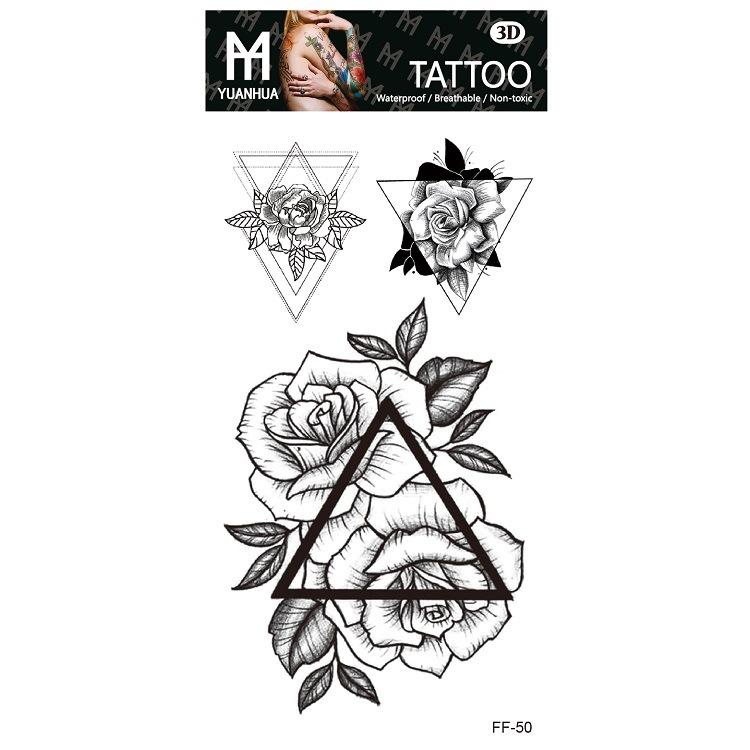 Plain Flower Bohemian Blue Rose Mermaid Waterproof Tattoo Sticker Simulation Water Transfer Sample Sticker