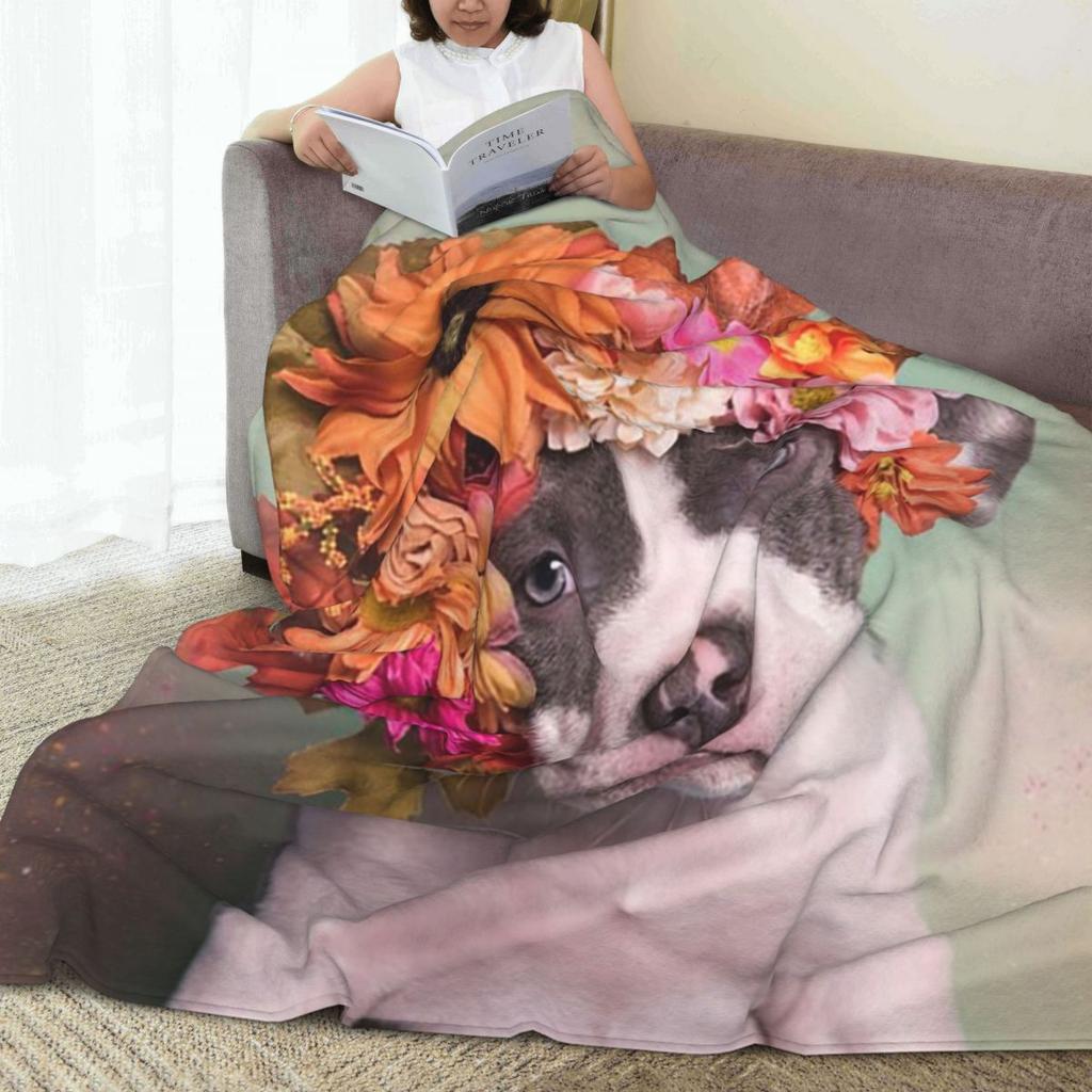 Pitbull Flower Power Apollo Decke Fleece Sofa Überwurf Tragbar für Couch Bettwäsche Outdoor Decken Tagesdecke Steppdecke
