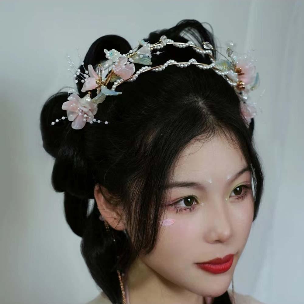 Flower Hanfu Tassel Hair Hoop Beads Swaying Fairy Headwear Chinese Ancient Hairband  Girls