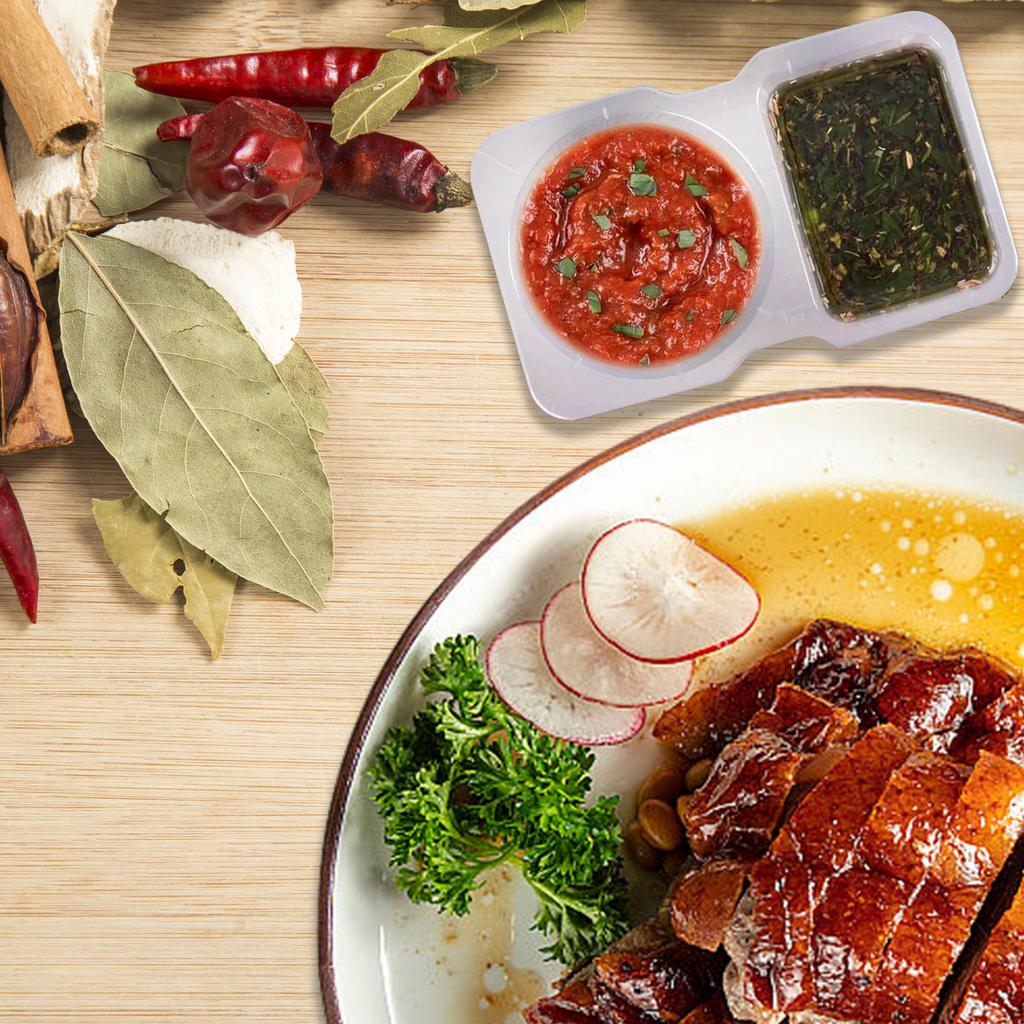 Double Compartment Condiment Container Snacks Storage Organizers for Travel Transparent Sauces Dressings Holders