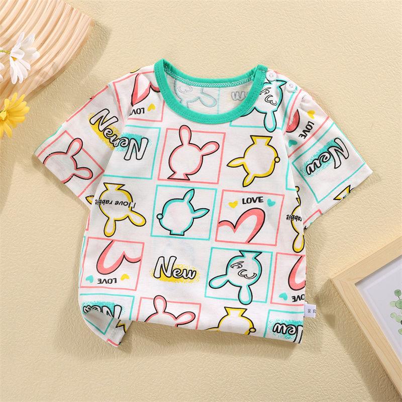 2026 Summer Short Sleeve T-Shirts for Boys and Girls Baby Spring O-Neck Cartoon Cotton Top for Children
