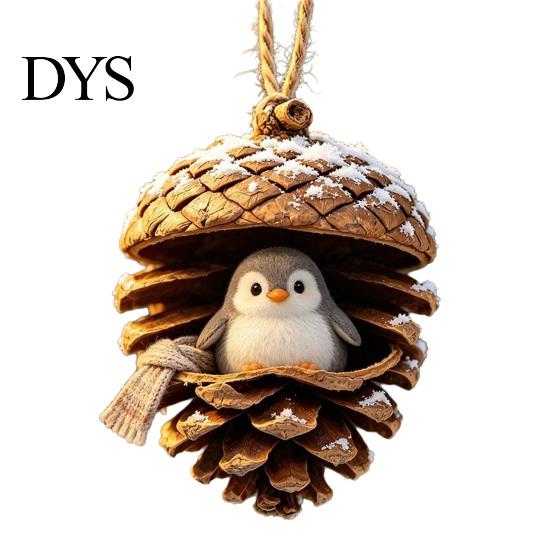 Festive Tree Trimmings Forest Animal Acorn Ornaments, Cozy Woodland Christmas 2D Acrylic Realistic Hanging Decor Pine Cone Pendant for Xmas Tree, Home