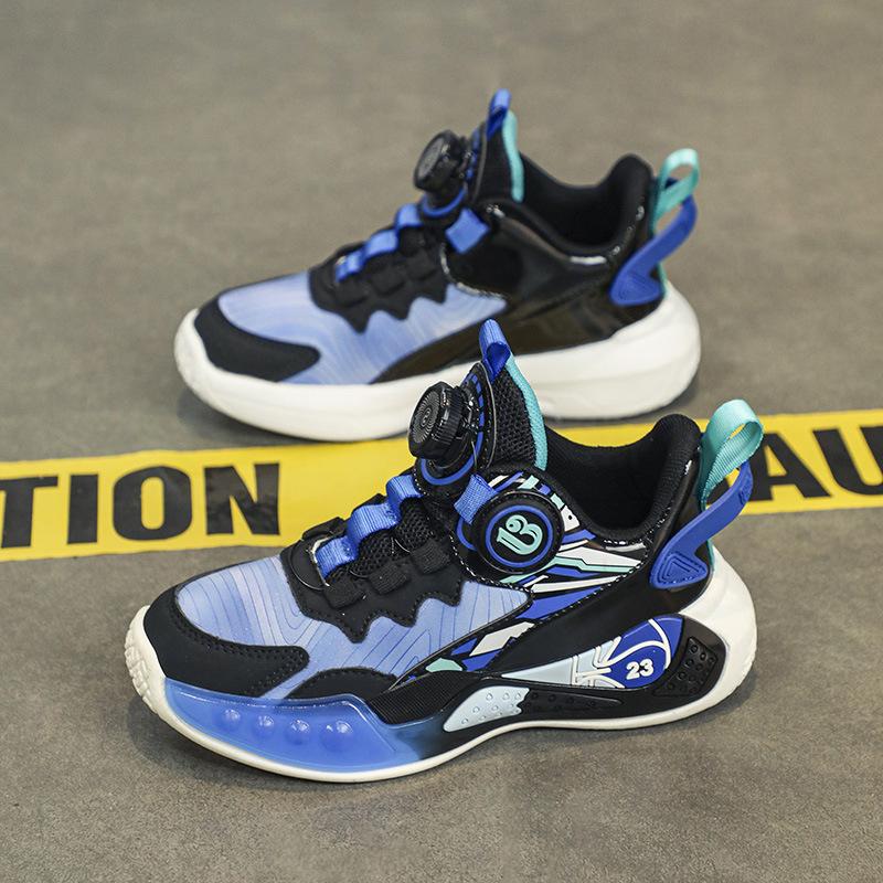 Boys Shoes Autumn and Winter 2025 New Children's Velvet Sports Basketball Shoes Medium and Older Boys Non-slip Warm Two Cotton Shoes