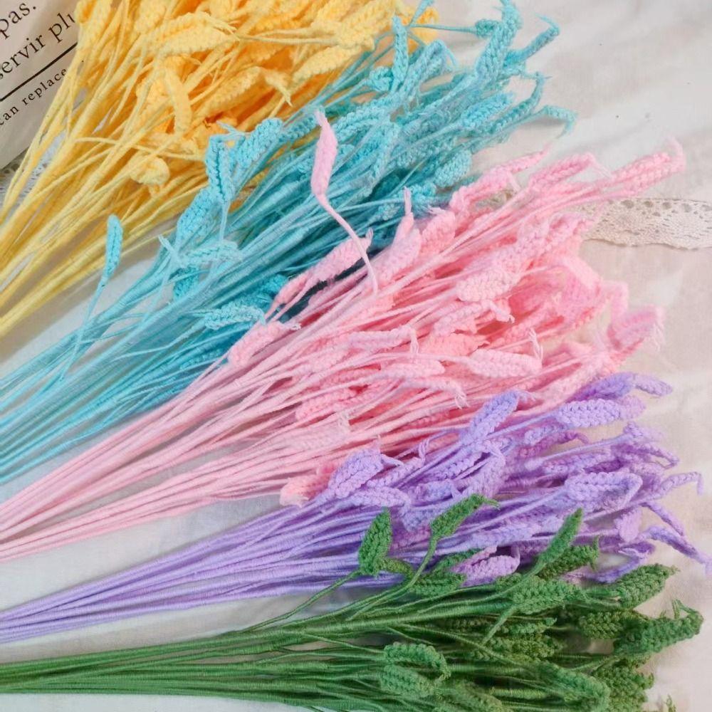 Homemade Crochet Artificial Flowers Cute Woven Plants Branch Wedding Party Decor