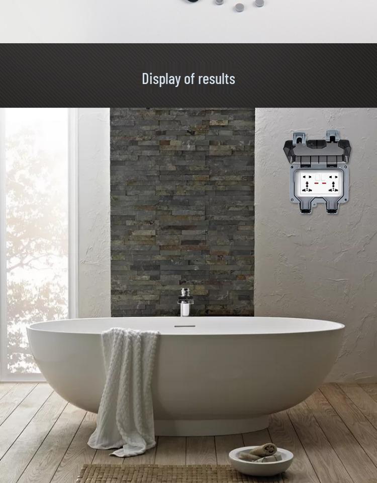 Outdoor Waterproof Dual Five-Hole Socket, Surface Mounted, Rainproof for Bathroom or Courtyard Use