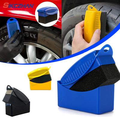 Brosse éponge de polissage de roues de voiture avec couvercle, ABS, lavage, nettoyage, Contour des pneus, tampons applicateurs, accessoires de détail