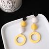 Minimalistic Hemp Rope Ball Dangling Drop Earrings for Women Yellow Color Sweet Cut Out Circle Statement Ladies Jewelry Earrings