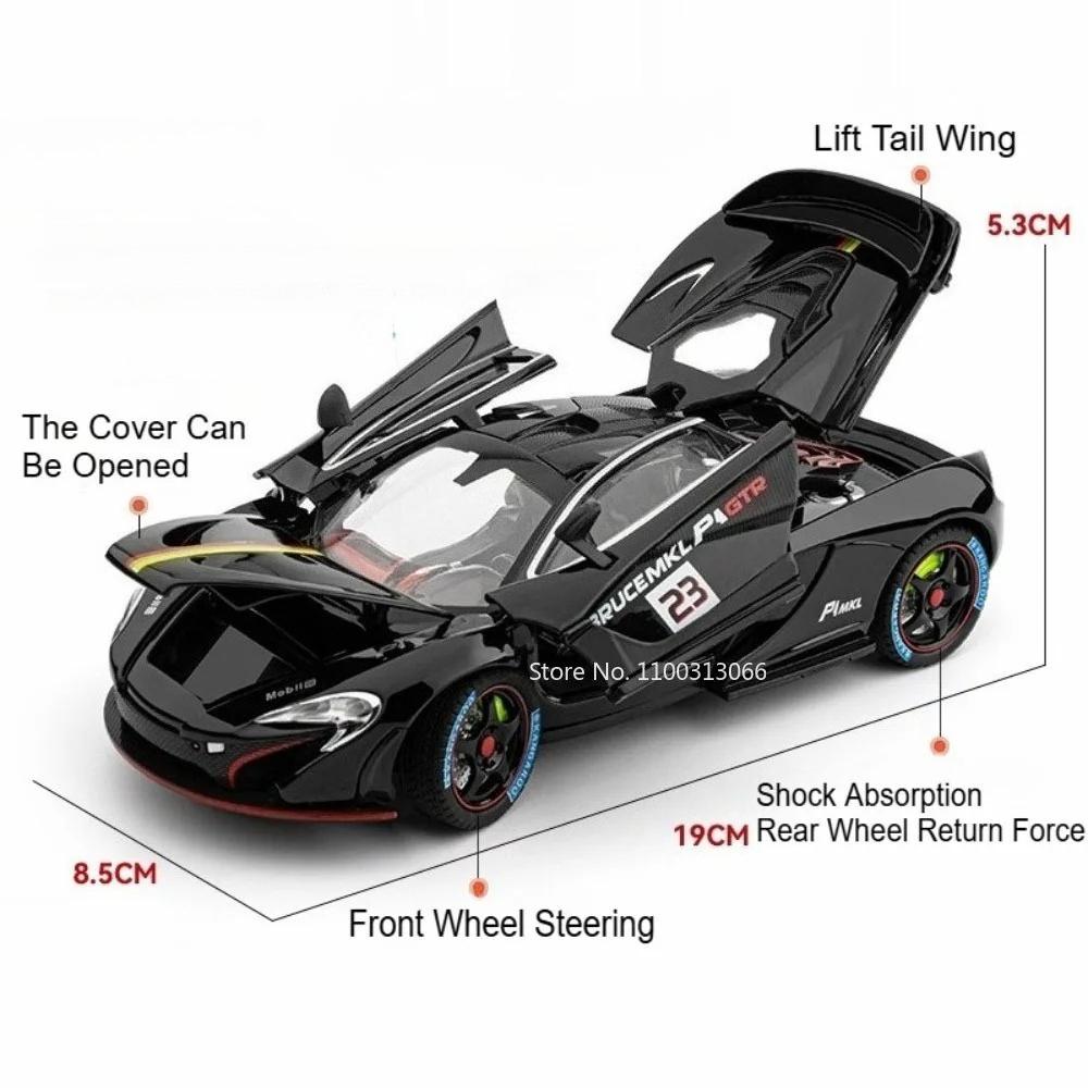 1:24 P1 720S Sports Supercar Models Toys Alloy Diecast Wheel Pull Back Miniature Sports Cars Doors Opened Car Birthday Gifts