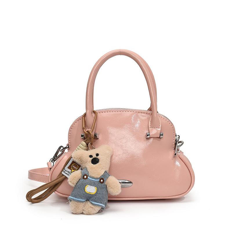 2025 Korean Trend Sweet Toast Shell Bag Temperament Simple Commuter Oil Wax Leather Texture Messenger Bag Women