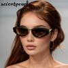 Small Frame Cat Eye Oval Punk Sunglasses Women  Luxury Brand Retro Metal Cateye Shades Classic Driving Eyewear For Ladies