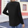 Women's Button-neck Solid-color Long-sleeved Pullover T-shirt Top