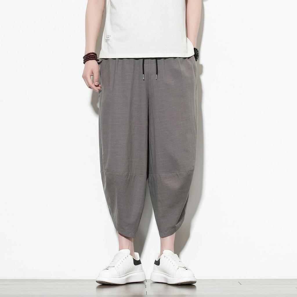 Sarouel Pants for Aladdin Length Loose Summer Cool Cotton Linen Summer Easy Ethnic Linen Balloon M [Fasshonrida] Men, Pants, 7/8 Pants, Fit, Pants,