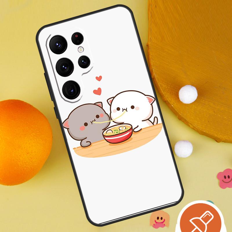 Peach And Goma Mochi Cat Case For Samsung Galaxy S22 S23 Ultra S20 FE S21 FE Note 10 20 Ultra S8 S9 S10 Plus Cover