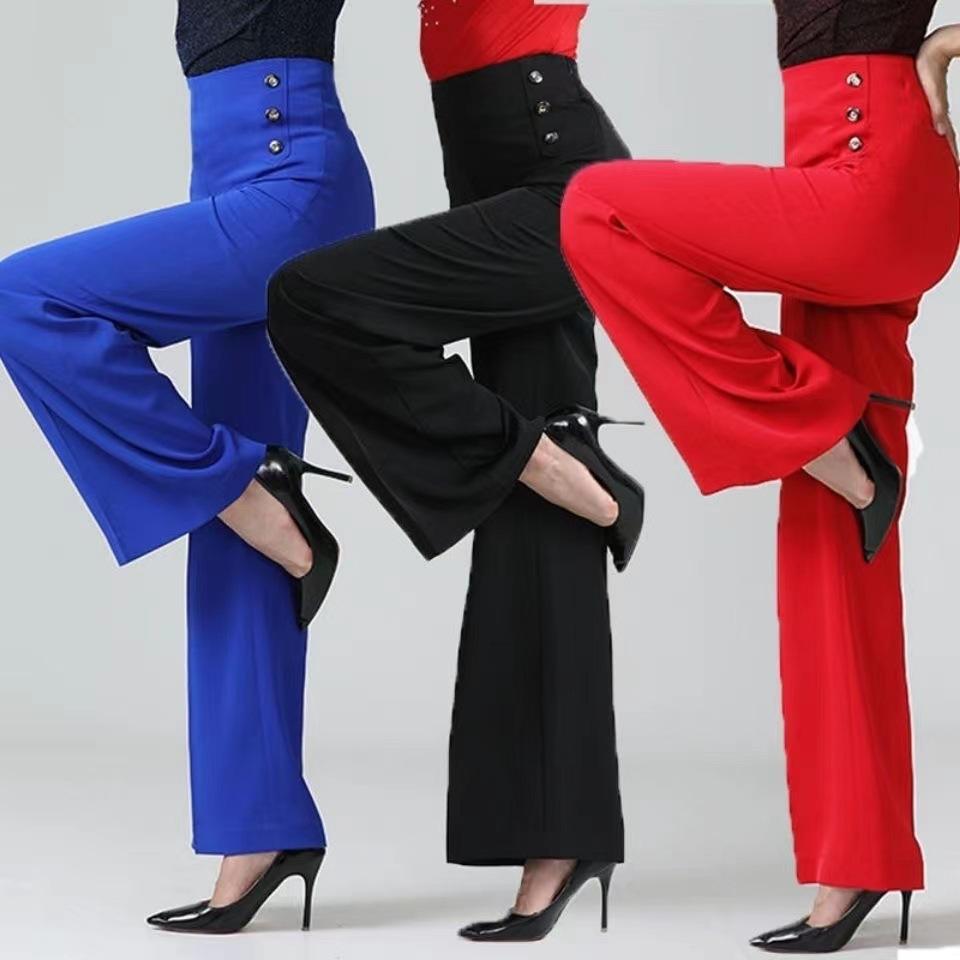 Women High Waisted Dance Pants Social Dance Wide Leg Pants Slimming and Versatile Dance Pants Bottoms