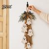 Seasonal Indoor Hanging Ornament Halloween Rustic Ghost Wall Decor with Wood Beads & Hemp Rope Farmhouse Tiered Layered Display Pendant for