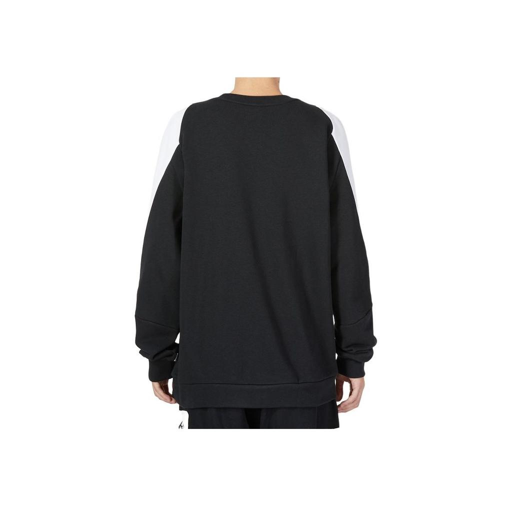 Adidas Striped Print Large Logo Crew Neck Sweatshirt Men Tops Black HK4539