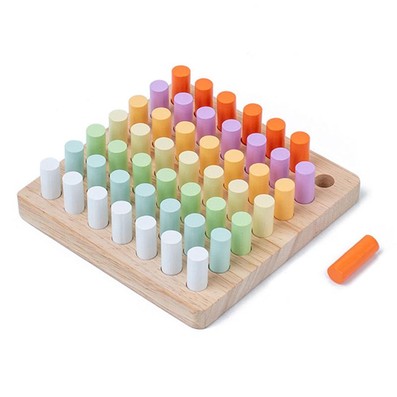 

Kid Montessori Early Education Wooden Colorful Plugboard Hand-eye Coordination Training Sense Color Cognitive Educational Toys