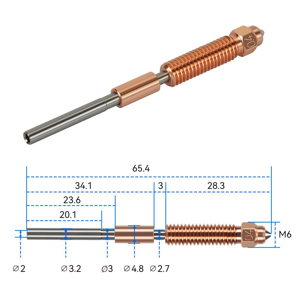 3D Printer Accessory 1.0mm CZ Copper Hardened Steel Coating Nozzle Compatible with Creality K1C K1