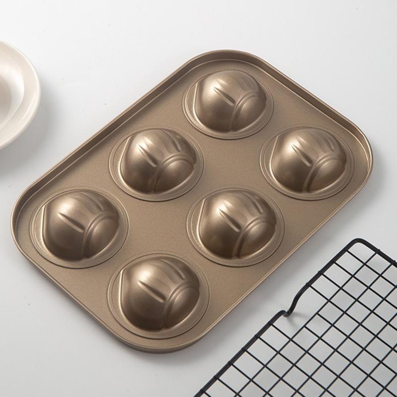 6/9/12 Cavity Chestnut Shaped Cake Baking Tray Mold Madeleine Butter Rice Cake Mold Non-Stick Carbon Steel Kitchen Baking Tool