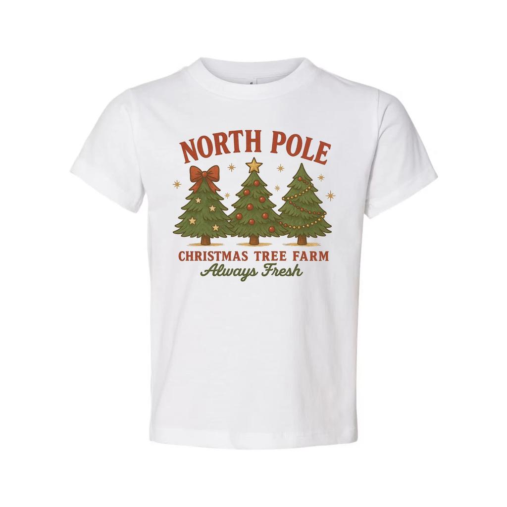 North Pole Christmas Tree Farm Always Fresh Unisex Short Sleeve Cotton Graphic T