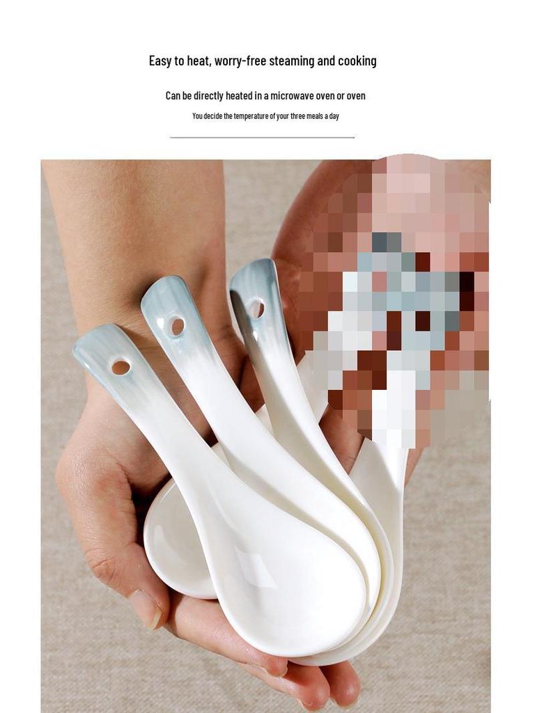 Simple Ceramic Long-handled Soup Spoon and Chopsticks Set for Home and Restaurant Use