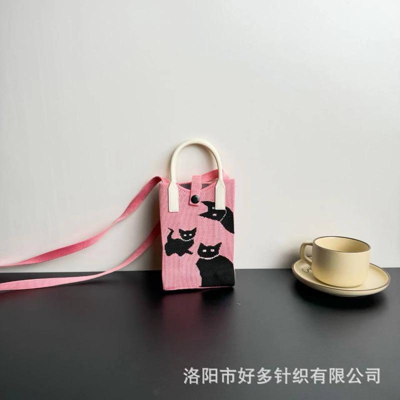 Premium Sense Ns Mobile Phone Bag New Cartoon Knitted Bag Dopamine Niche Versatile Messenger Shoulder Bag Handbag