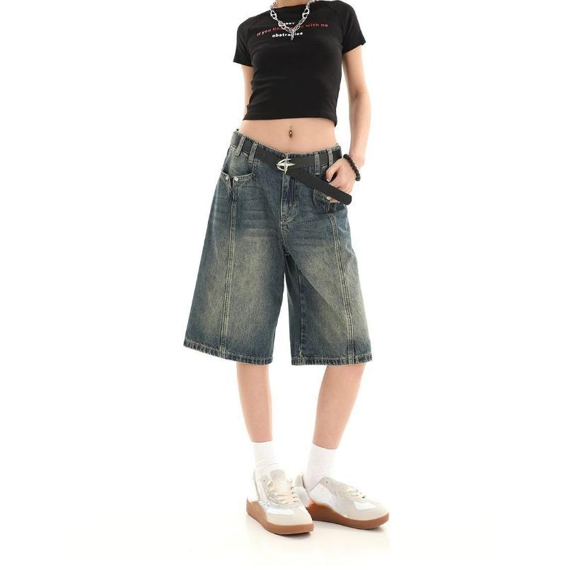 

Женские модные винтажные синие джинсовые шорты с высокой талией 2000-х годов, повседневные мужские джинсовые шорты свободного покроя Y2K, уличные мешковатые шорты в стиле Харадзюку XXXL синий