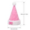 Fluffy Santa Hat Pink Bow Red White Plush Hat New Christmas Hat  for Christmas Party