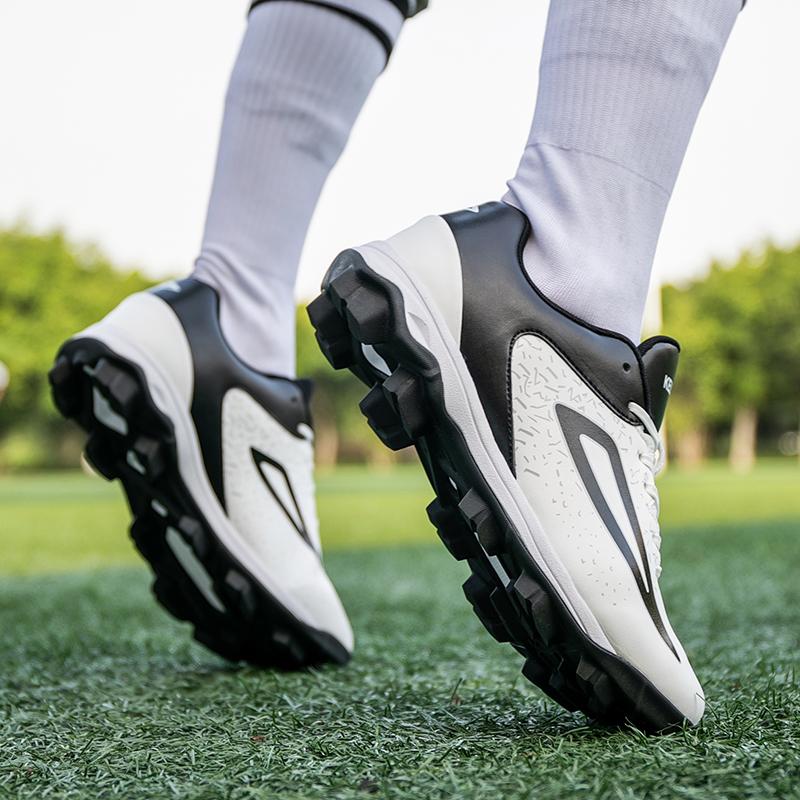 PU Leather Baseball Shoes Non-slip Men's Sports Shoes Waterproof Sneakers Elastic Trainers Rubber Soled Shoes