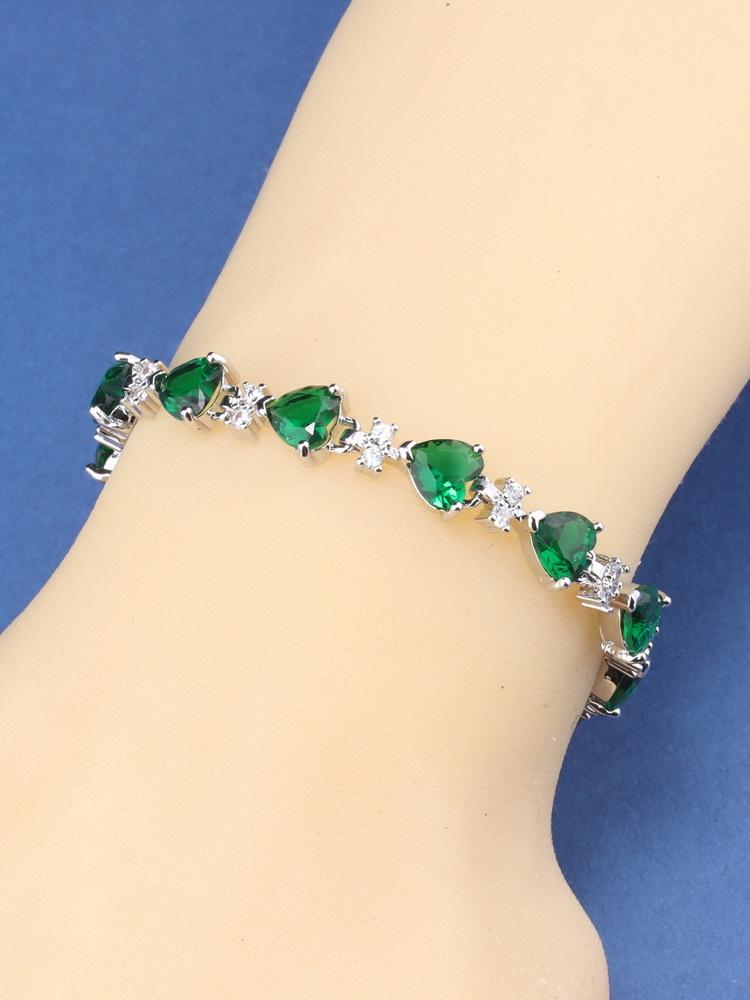 10-Colors Romantic Wedding Zircon Accessories Jewelry Heart Charm Women/Girl Chain&Link Bracelet For You Gift