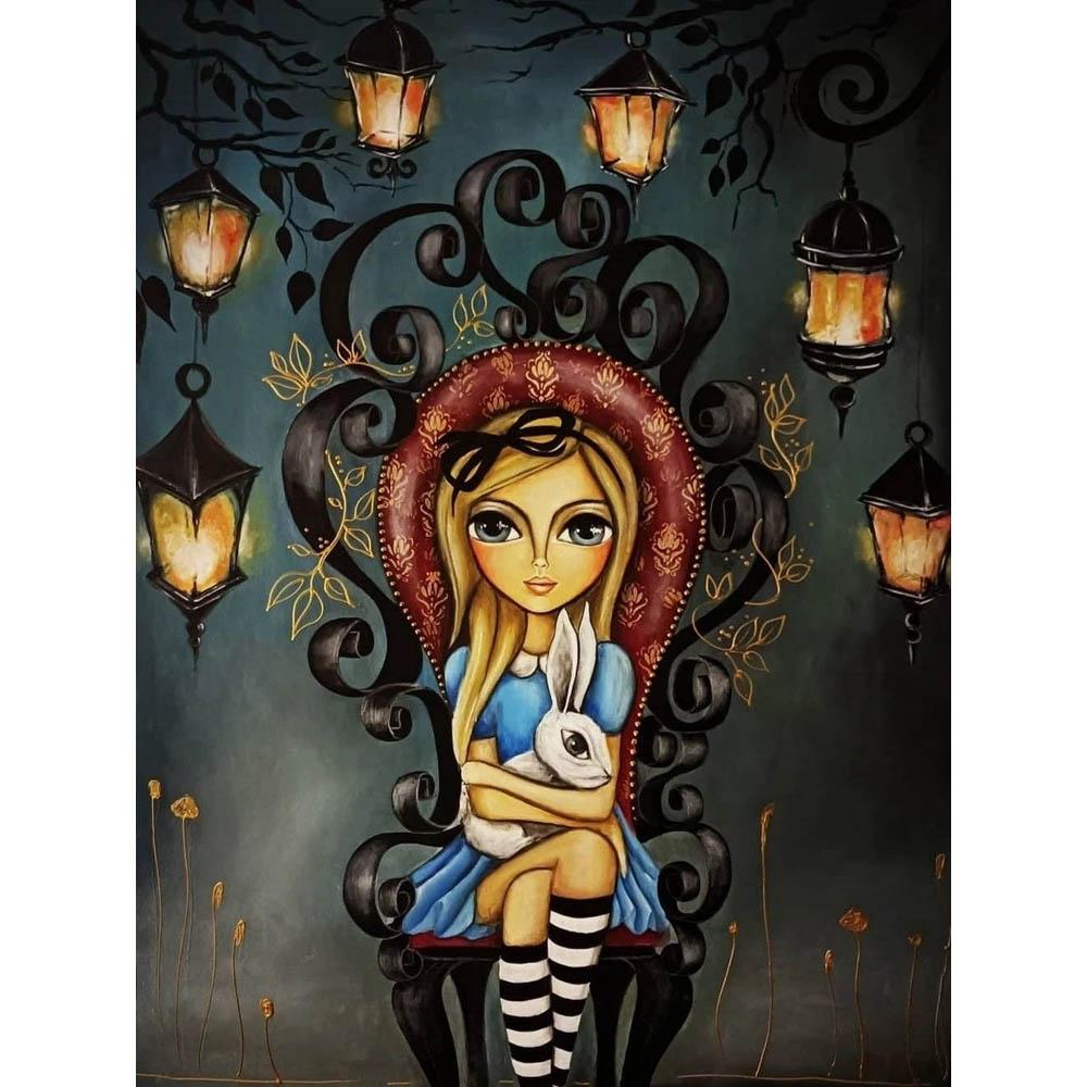 Alice In Wonderland 5D DIY Diamond Painting Mosaic Disney Cartoon Art Cross Stitch Embroidery Rhinestones Home Decor Kids Gift