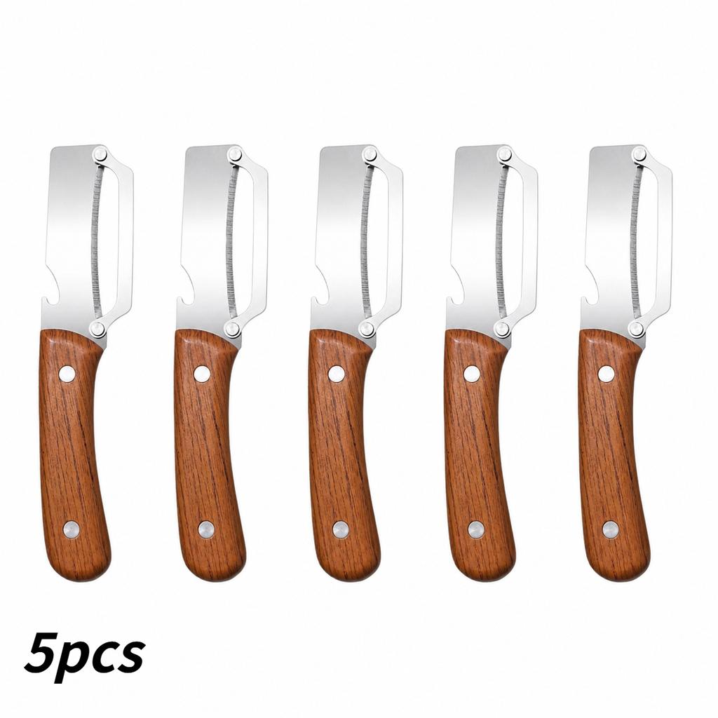 Kitchen Culinary Gadget 2-in-1 Stainless Steel Peeler Ergonomic Wood Handle for Fruit Potato Vegetable Trimming